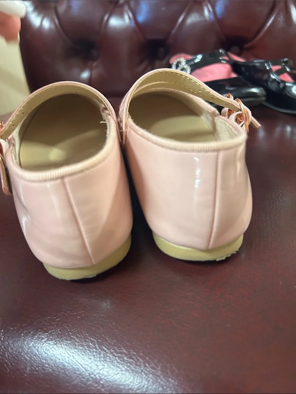 Girls Patent Double-Strap Mary Jane Dress Shoes in Pink and Black size 10